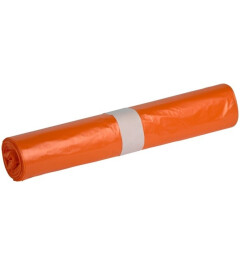 Afvalzak LDPE 65/2x25x140cm Oranje 55my, ds 10x10st